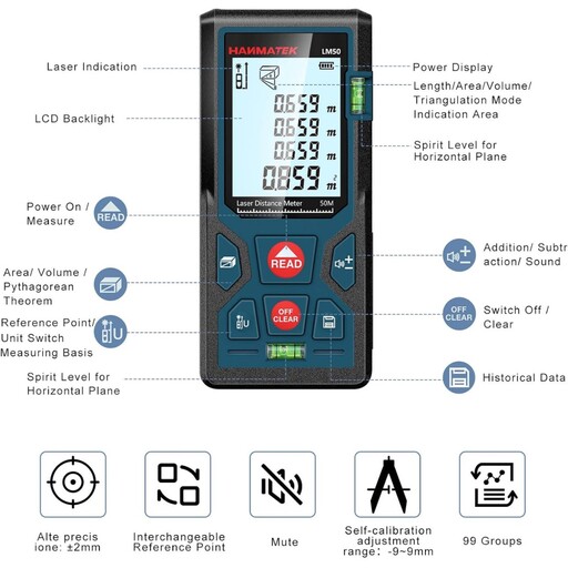 متر لیزری hanmatek lm50