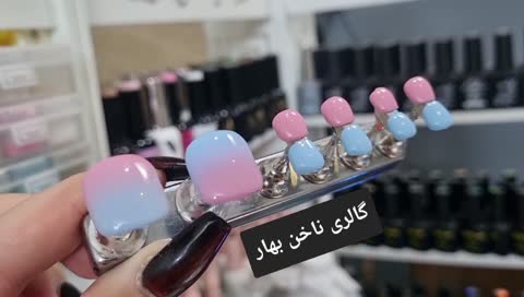 ناخن مصنوعی پا گلس آمبره دورنگ کد 81+پک رایگان نصب ناخن