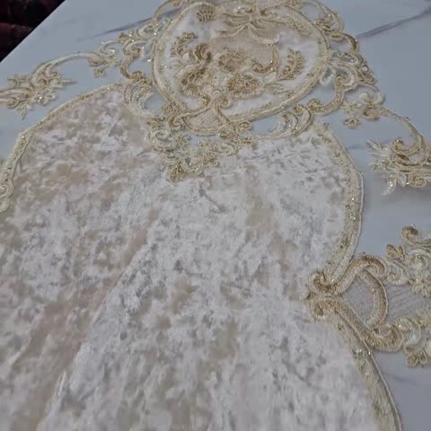 رومیزی دانتل آنتیک ترک رنگ نباتی شرکت الیزه