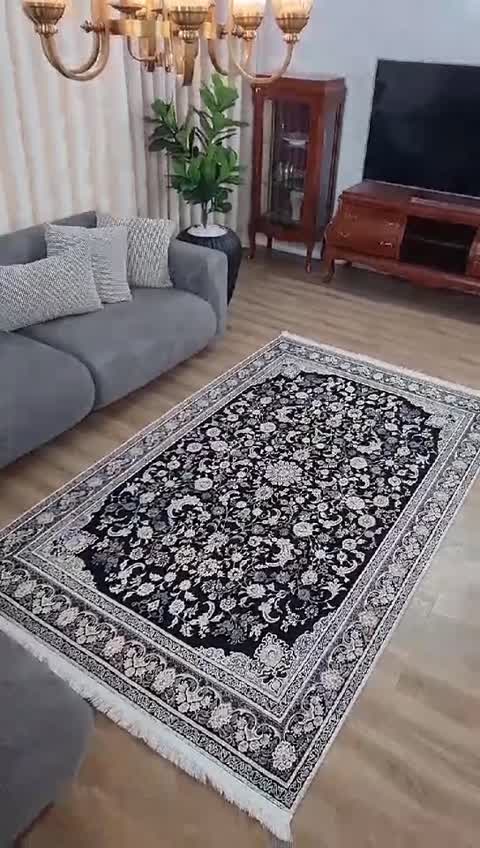 فرشینه طرح ابریشم بافت افشان سرمه ای ( پس کرایه )