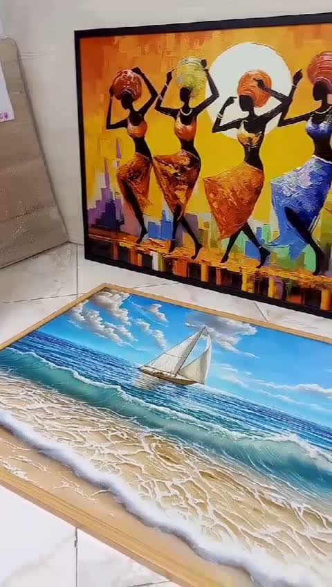 تابلو دکوراتیو دریا و ساحل با قایق