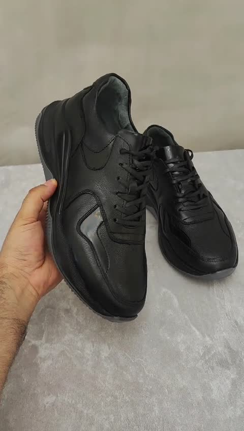 کفش مردانه چرم طبیعی تبریز PLUS BLACK