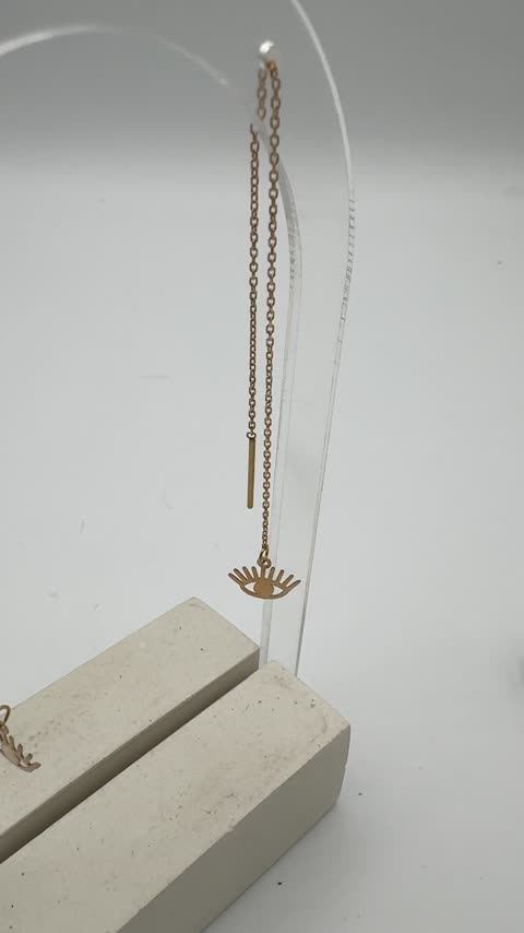 گوشواره بخیه ای طلا مدل چشم- 0.9 گرم