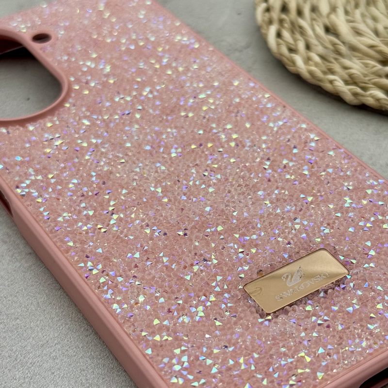 قاب گوشی Redmi A5 - Poco C71 شیائومی نگین دار سواروسکی SWAROVSKI پلاک فلزی صورتی کد 151489
