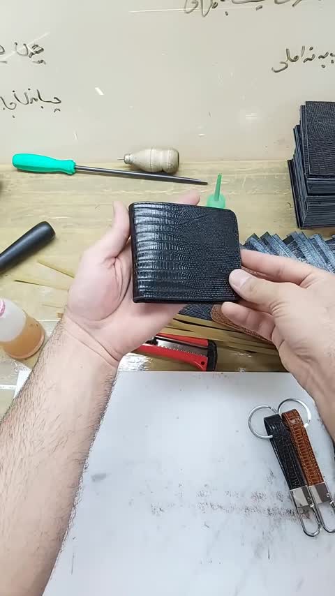 کیف پول جیبی چرم طبیعی کینگ استار مدل روکو (مشکی) دست دوز و صادراتی
