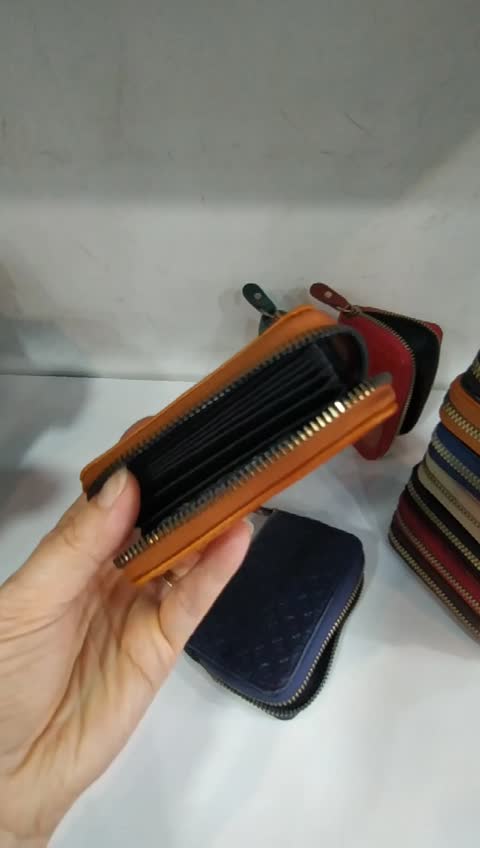 کیف کارت آکاردئونی دور زیپ.خانوم چرم