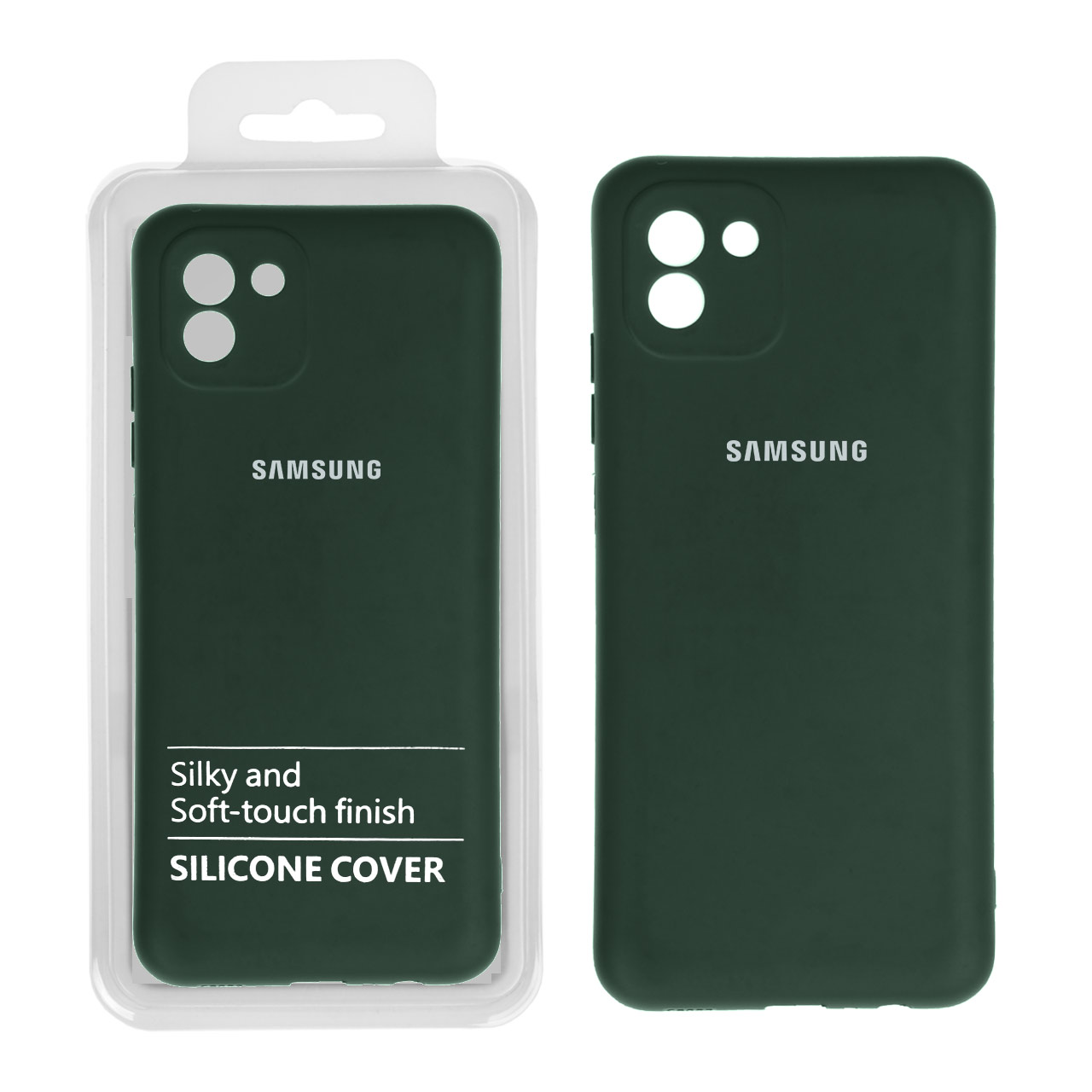 قاب نیو سیلیکون محافظ لنزدار RFF مدل Samsung A03 سبز تیره (پک دار)
