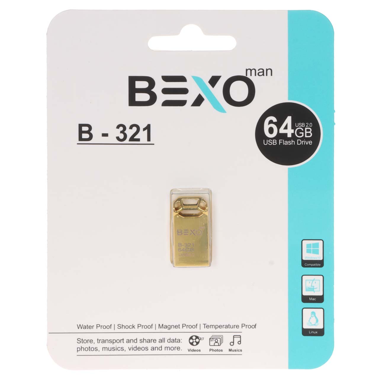 فلش BEXO B-321 USB2.0 Flash Memory - 64GB (گارانتی داده پردازی آواتک) طلایی