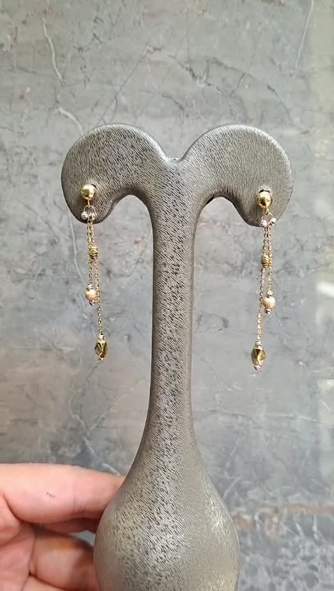 گوشواره طلای 18عیار میخی آویز گوی ترک