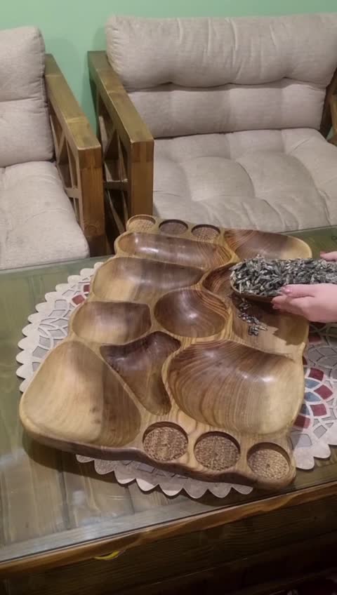 ظرف مزه خوری بزرگ چوبی 15 خانه ای