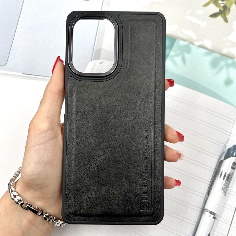 قاب گوشی Poco F5 شیائومی چرم Puloka Design اورجینال داخل پارچه ای لنز Metal مشکی کد 685418