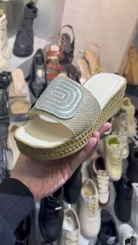صندل کنفی لژدار نگینی شیک راحت تابستانی زنانه دخترانه کفش کنف حصیری حصیر نگیندار راحتی سبک نرم روزمره مجلسی سصچپ
