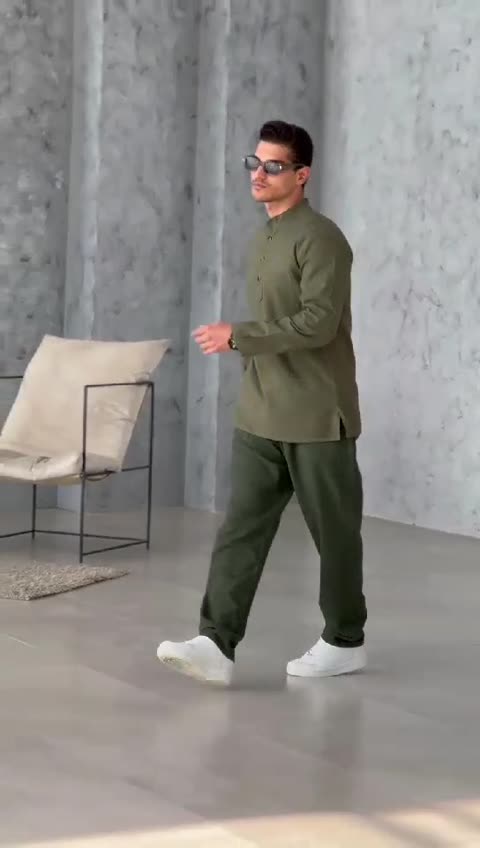 پیراهن الیاف مردانه مدل 4 دگمه