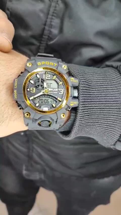 ساعت اسپرت پسرانه کامپیوتری چریکی و ساده مشکی ضدآب چراغدار و کورنودار1395تومان فروش به صورت تک و عمده 