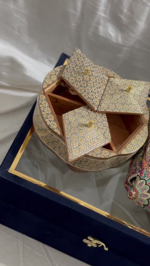 ست هدیه خاتم کاری ترمه و شکلات خوری سه درب