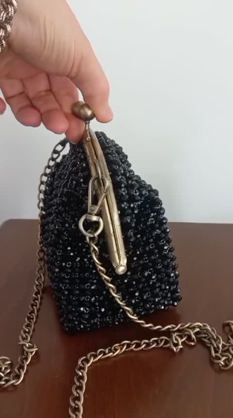 کیف مجلسی کریستالی دهنه برنزی (ارسال رایگان)