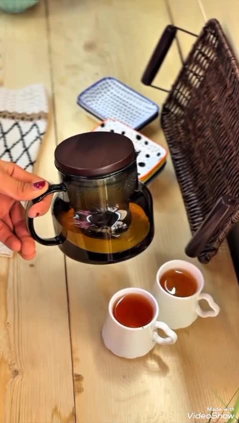 قوری پیرکس دودی درب چوبی شعله مستقیم آنتی شوک از اون مدل های خاص پسند