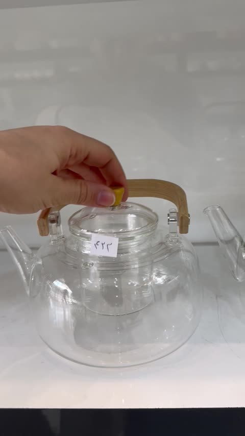 قوری پیرکس شعله مستقیم دسته بامبو کد 8238 با گنجایش 800ml ( یک عدد)