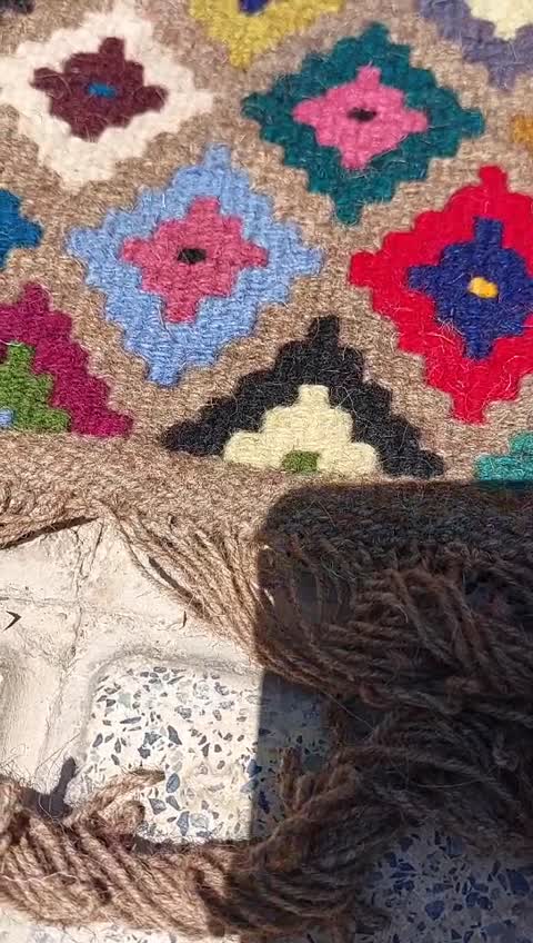 گلیم دست بافت پشمی رنگا رنگ ،رانر