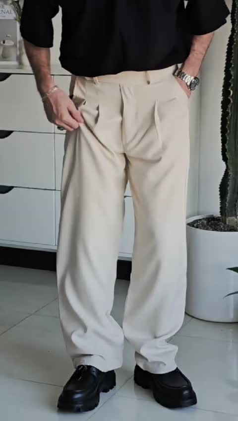 شلوار بگ پارچه ای کمرانگلیسی پارچه مازراتی 