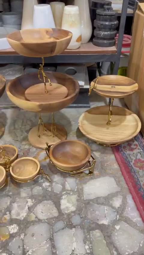 ست پذیرایی 5تیکه چوبی مدل ادمک برنجی (پس کرایه)