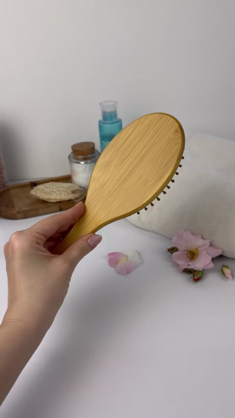 برس چوبی بامبو طبیعی مدل بیضیsh619