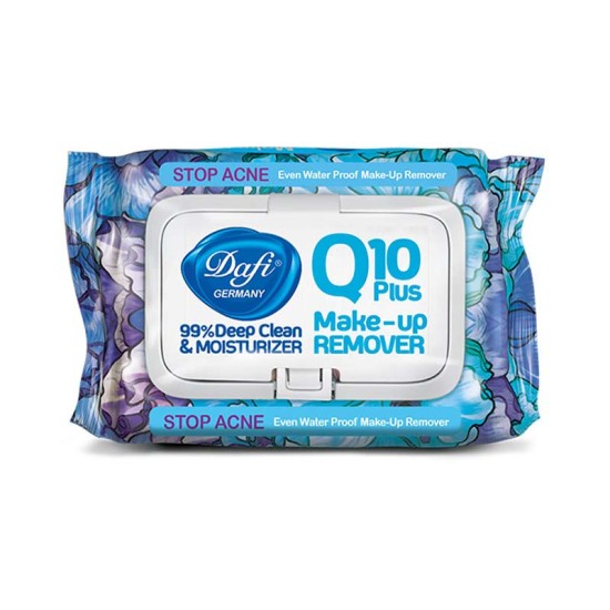 دستمال مرطوب دافی Q10 پلاس پاک کننده آرایش50 عددی گلدار