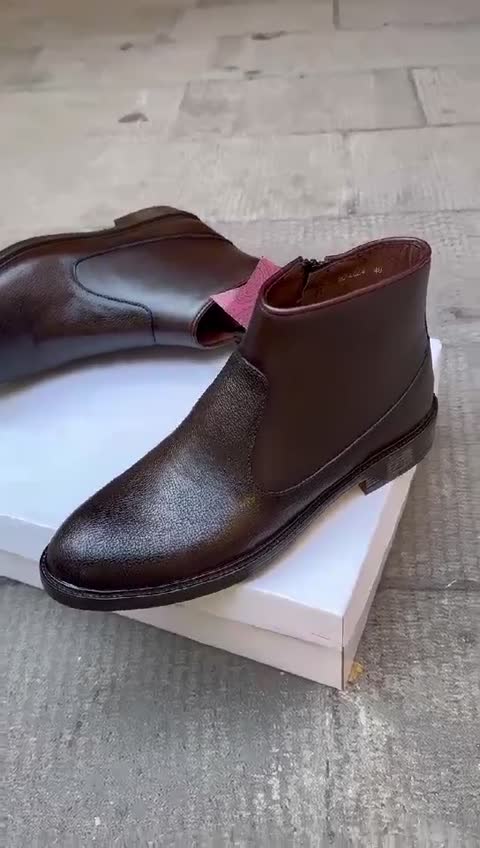 نیم بوت مردانه تمام چرم گاوی کنزو
