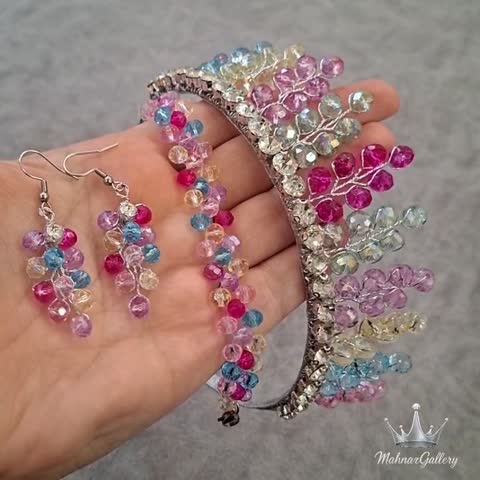 تاج دخترانه پرنسسی رنگین کمانی کد 1229
