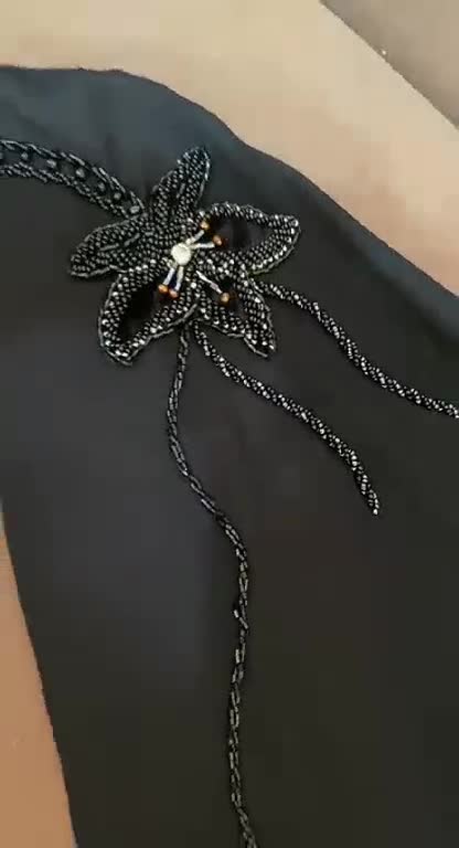 روسری جواهردوزی تمام کار دست طرح گل 1