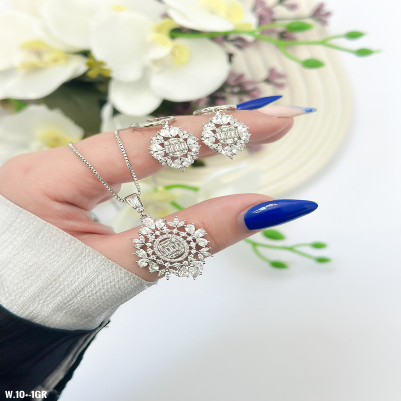 نیم ست نقره زنانه مدل الماس کد 00233