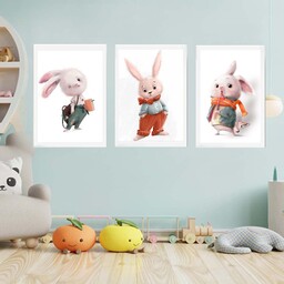 تابلوی اتاق کودک طرح خرگوش های زرنگ ... سایز 20.30