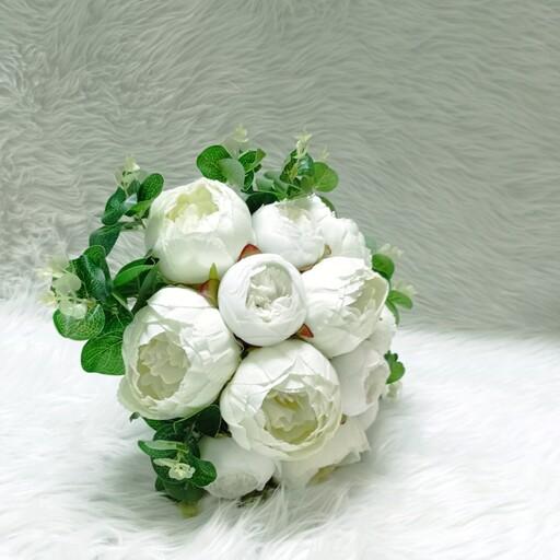 دسته گل عروس مصنوعی.دسته گل مصنوعی عروس.گل.دسته گل پیونی