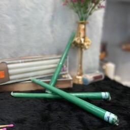 شمع قلمی  20 سانتی رنگ سبز بسته 12عددی جعبه چوبی