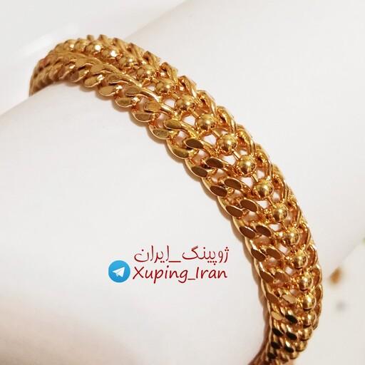 دستبند ژوپینگ پهن زنجیری طلایی Xuping طرح طلا