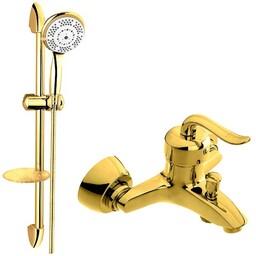 شیر حمام شیرالات رز مدل بیزانس طلایی به همراه علم دوش حمام 