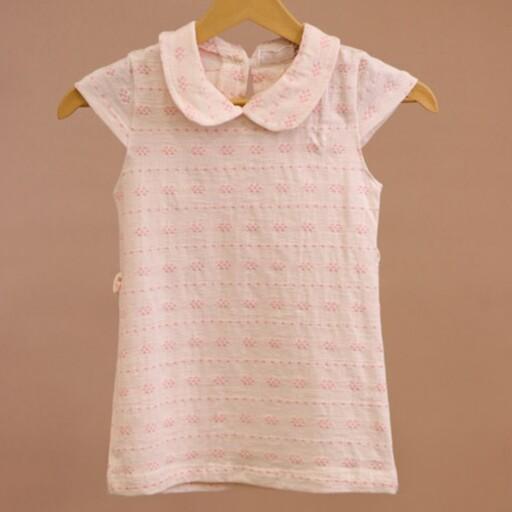 پیراهن دخترانه نخی و خنک سایز 35 و40  پارچه طرحدار یقه ب ب آستین دار جنس سوپر پنبه رنگارنگ