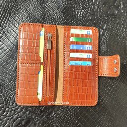 کیف پول چرم طبیعی ، کاملا دستساز و دست دوز ، رنگ بندی