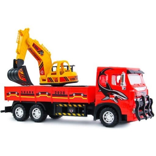 ماشین بازی مدل کامیون و بیل مکانیکی (قرمز)مجموعه 2 عددی