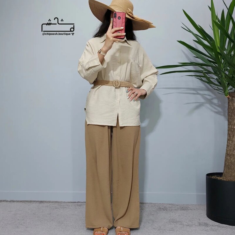 تونیک مانتویی زنانه فری سایز  تک جیب مدل کیمونو 