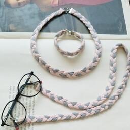 ست بند عینک و گردنبندو دستبند خاص و شیک زنانه 