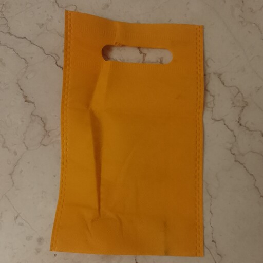 ساک کیسه کیف کاورخرید زرد پارچه ای دستی ابعاد 15 در 25