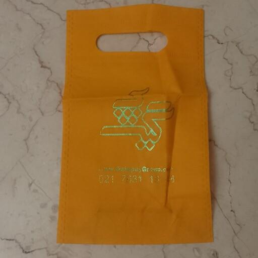 ساک کیسه کیف کاورخرید زرد پارچه ای دستی ابعاد 15 در 25
