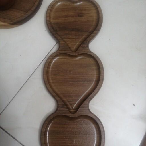 ظرف چوبی قلب سه تایی