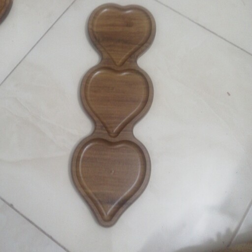ظرف چوبی قلب سه تایی