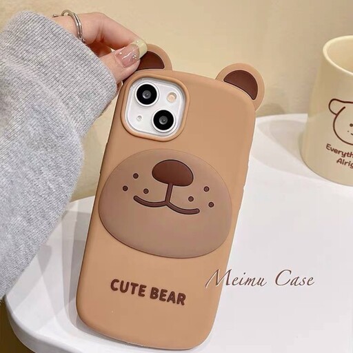 قاب گوشی آیفون Cute Bear صورت خرسی قهوه ای C3228 ارسال رایگان