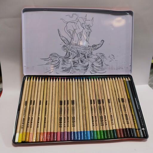 مداد رنگی 36 رنگ آریا فلزی تخت