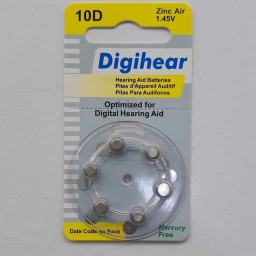 باتری سمعک 10D    برندDIGIHEAR با فناوری روی-هوا