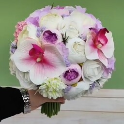 دسته گل  تماما مصنوعی عروس سایز برگ