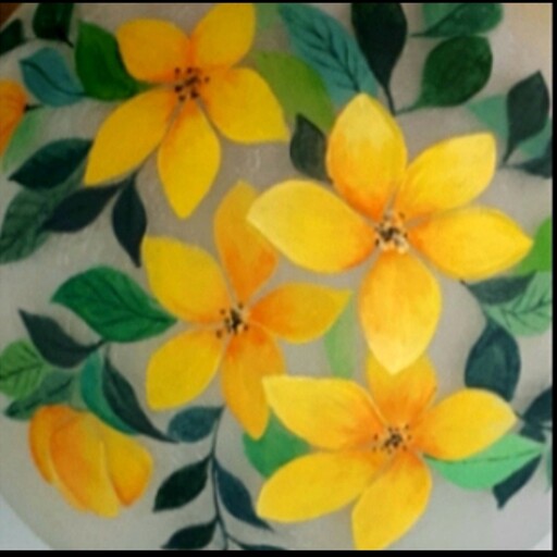 لوستر تک شاخه (آویز)  زیبا با طرح گل های زرد 